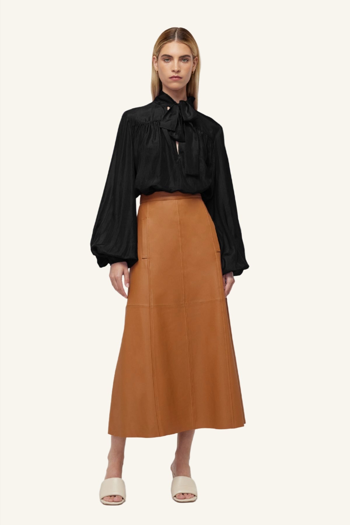Leather skirt tan clearance