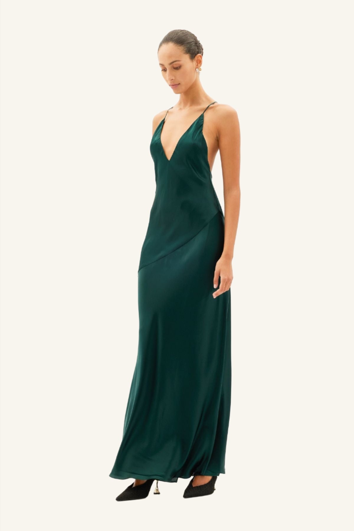 Grandeur Backless Slip Forest Green Dress – Ginger & Smart