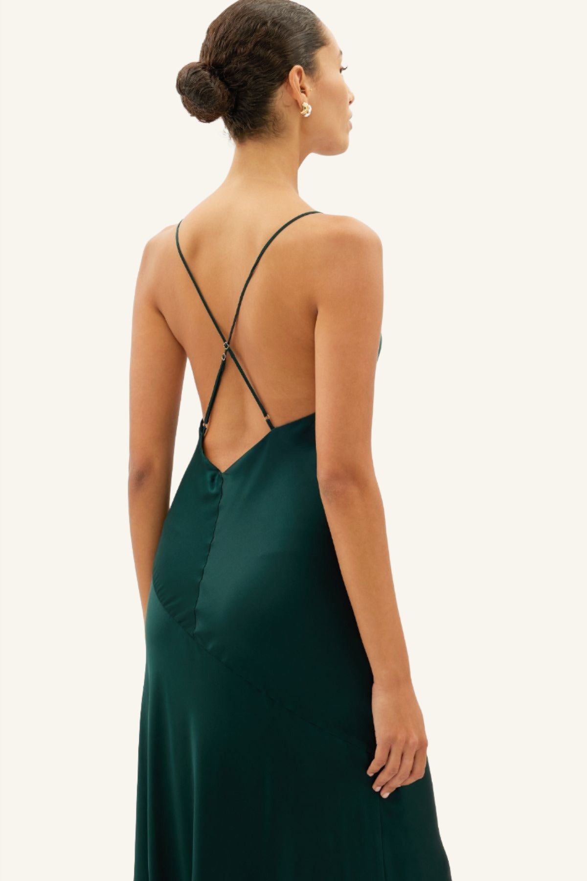 Grandeur Backless Slip Forest Green Dress – Ginger & Smart