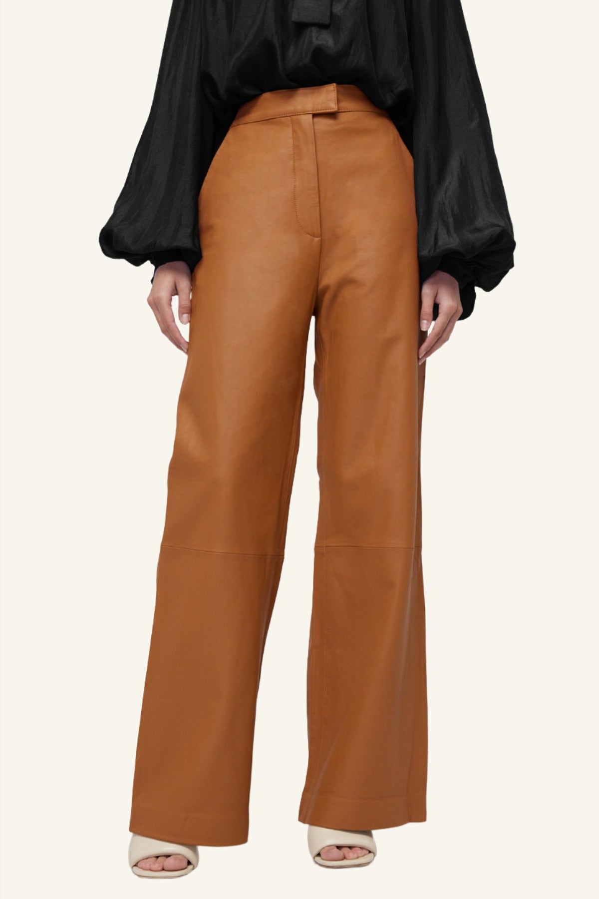 Genesis Tan Leather Straight Leg Pant – Ginger & Smart