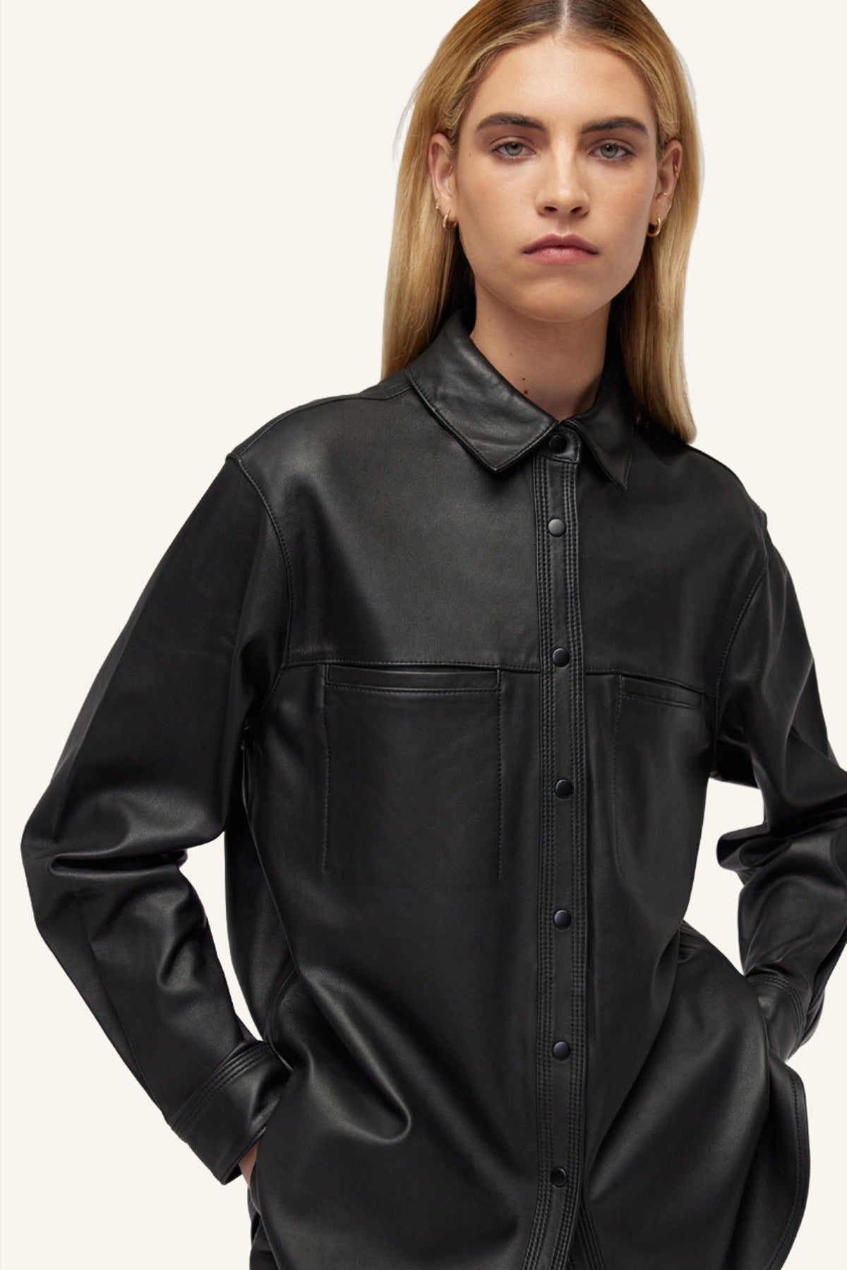 Leather shirt deals h&m