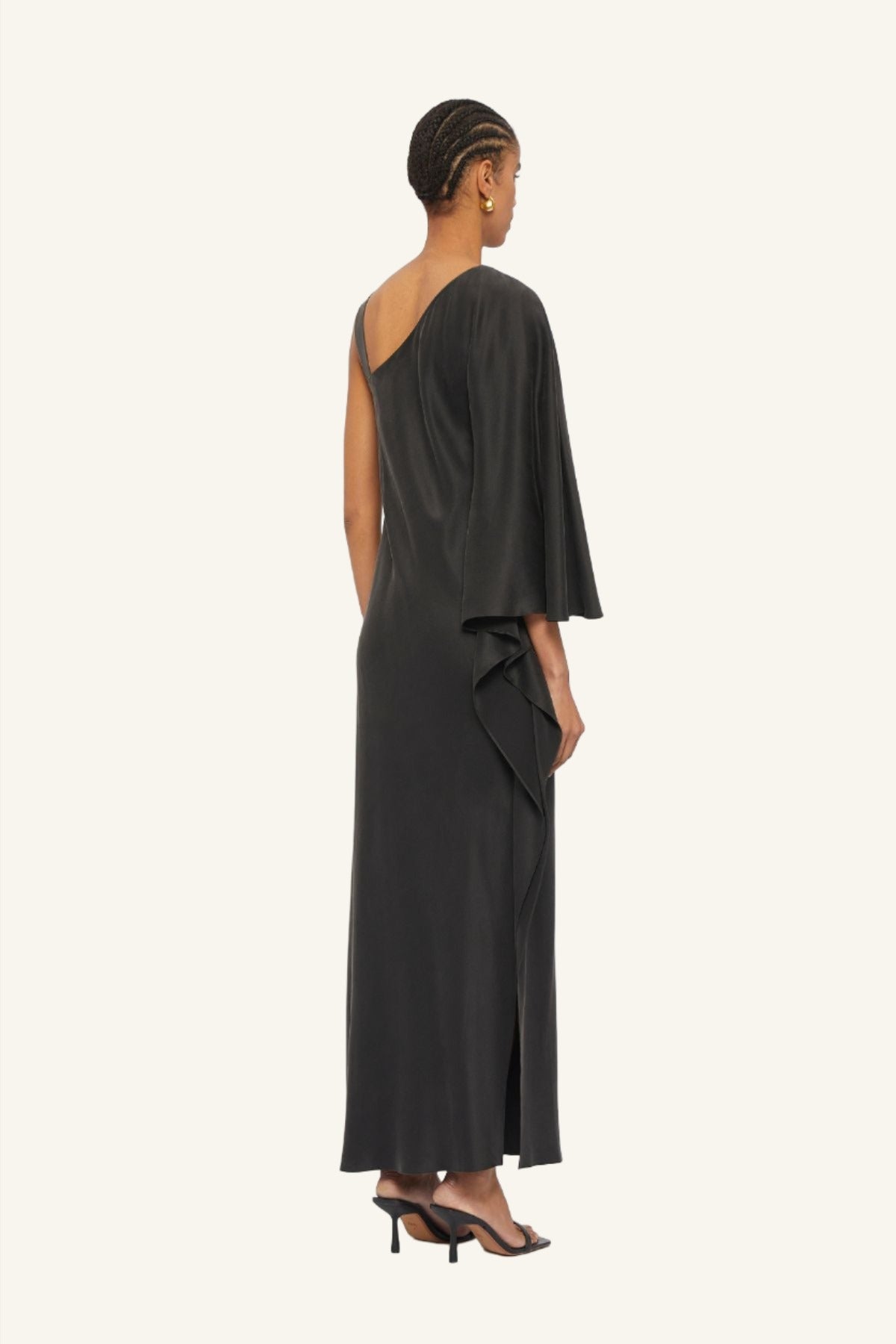 Australian women's designer Ginger & Smart Black Silk One Shoulder Full Length Gown