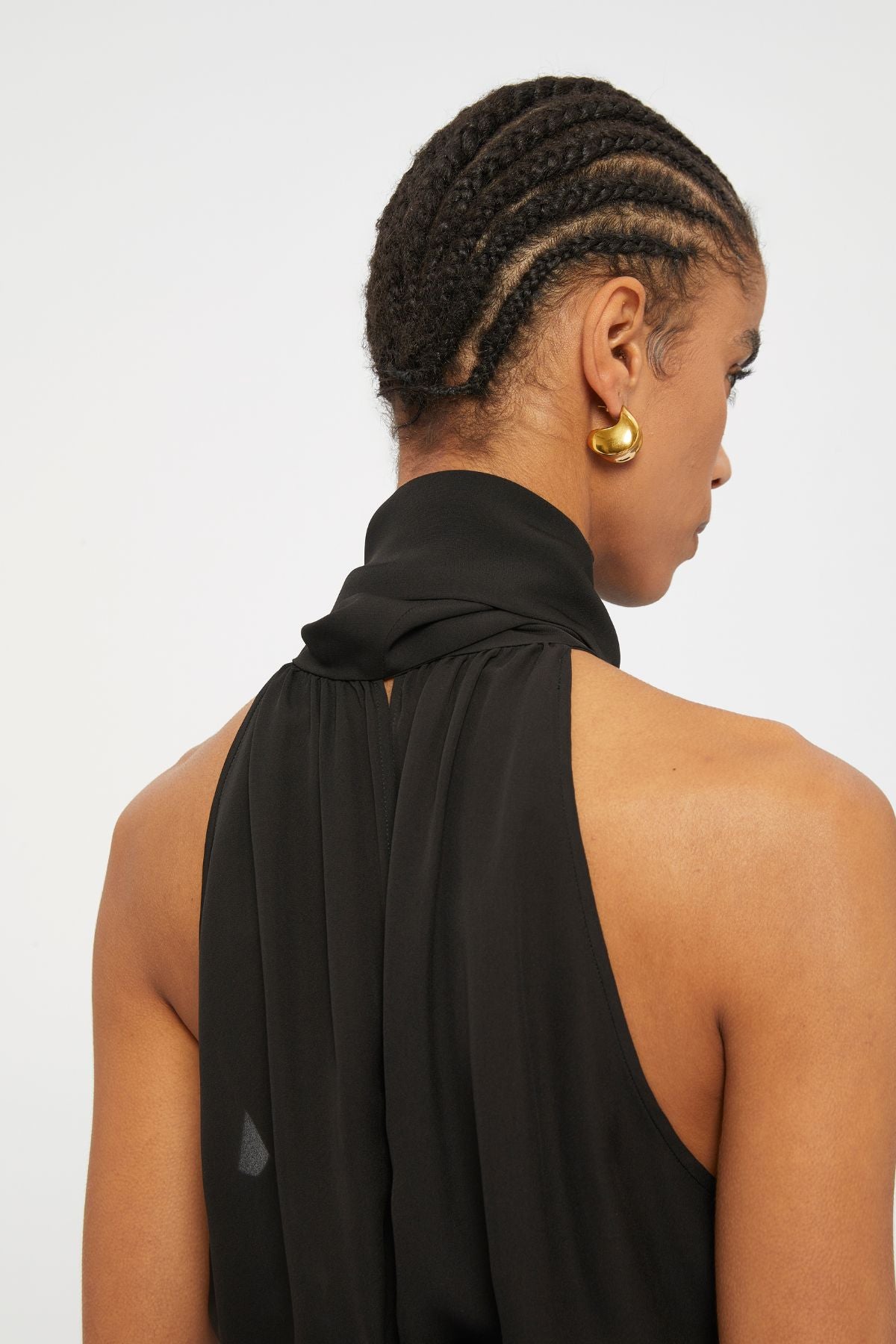 Australian women's designer Grace Tie Neck Top crafted from black silk