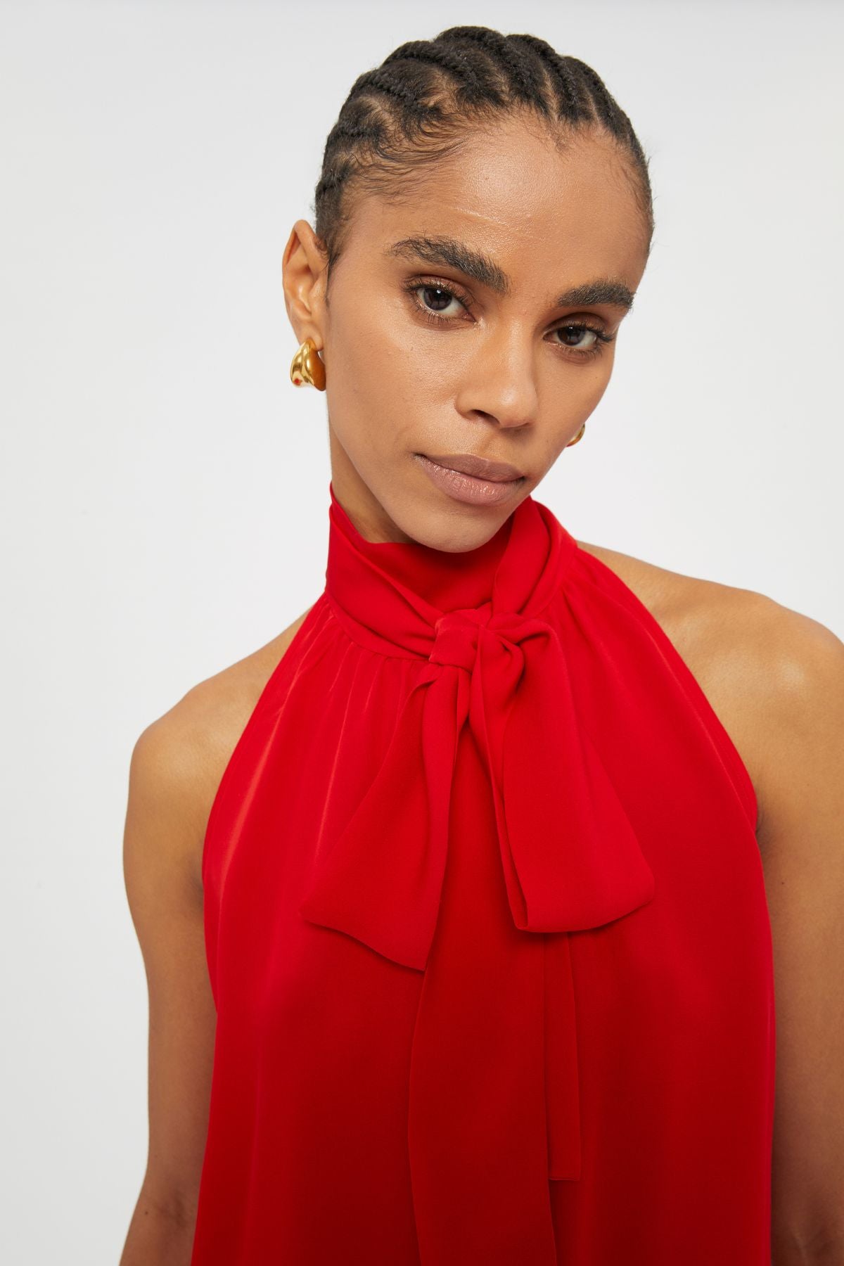 Australian women's designer Grace Tie Neck Top crafted from red silk